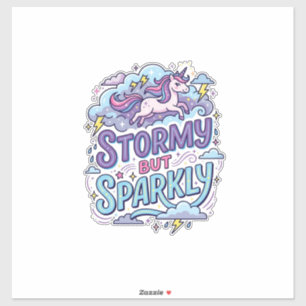 Sticker Licorne Tempétueux mais Étincelant Rétro Style Cad