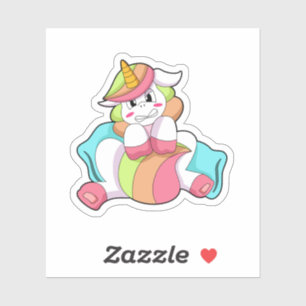 Sticker Licorne Timide avec Oreiller