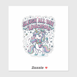 Sticker Licorne Traîneau Toute La Journée Licorne Charmer