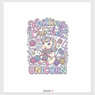 Sticker Licorne Tricot Crochet Licorne Charmant Fond Blanc
