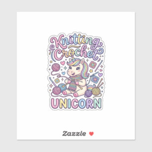 Sticker Licorne Tricot Crochet Licorne Charmant Fond Blanc