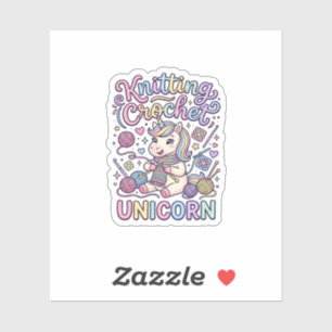 Sticker Licorne Tricot Licorne au Crochet Charmant Fond Bl