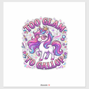 Sticker Licorne Trop Glamour pour Galoper Impression sur D