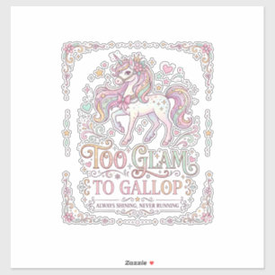 Sticker Licorne Trop Glamour pour Galoper Vêtements Adorab