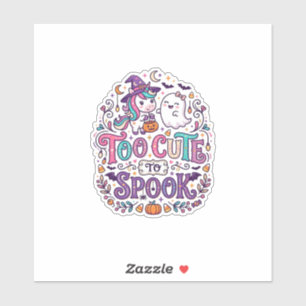 Sticker Licorne trop mignonne pour effrayer l'art coloré d