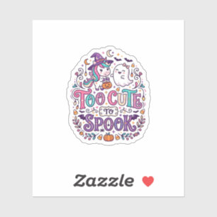 Sticker Licorne trop mignonne pour effrayer l'art coloré d