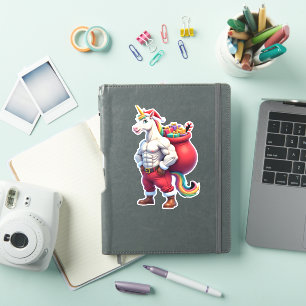 Sticker Licorne Vilain Blague Drôle Noël Famille Matin