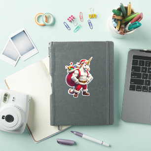 Sticker Licorne Vilain Blague Drôle Noël Matin Famille