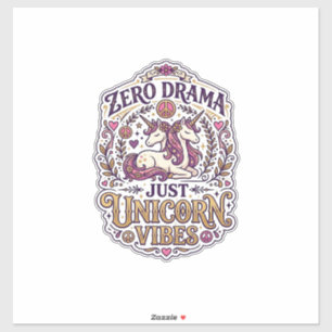 Sticker Licorne Zéro Drame Juste Licorne Vibes Élégant Bla