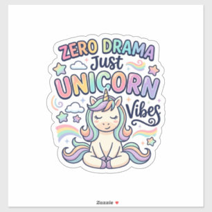 Sticker Licorne Zéro Drame Juste Licorne Vibes Gras Typogr