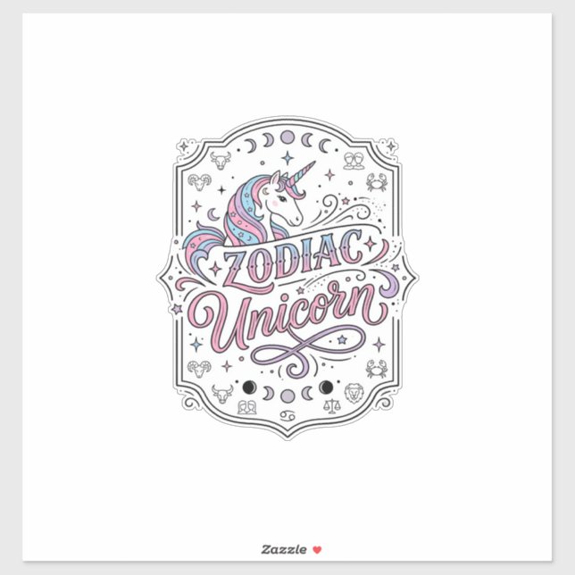 Sticker Licorne Zodiaque Licorne Conception De Cadeau Ludi (Feuille)