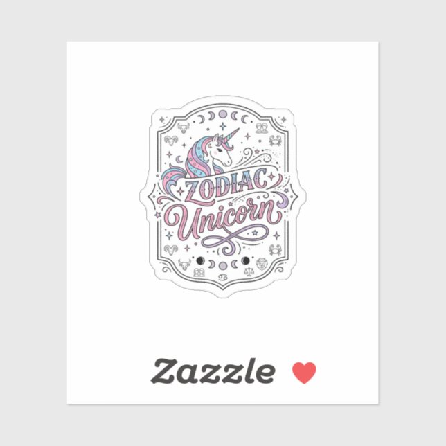 Sticker Licorne Zodiaque Licorne Conception De Cadeau Ludi (Feuille)