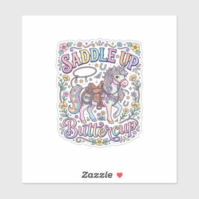 Sticker Licou de licorne papillon arc-en-ciel fond blanc (Feuille)