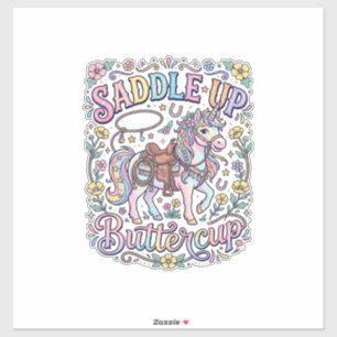 Sticker Licou de licorne papillon coloré fond blanc