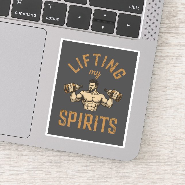 Sticker Lifting My Spirits -Bodybuilding Gym Humor- Funny (Détail)