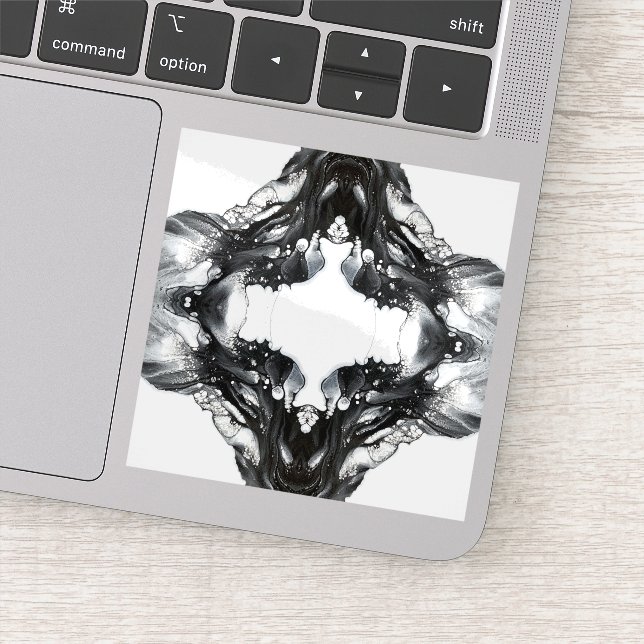 Sticker Light and Darkness Abstract Black White Fluid Art (Détail)