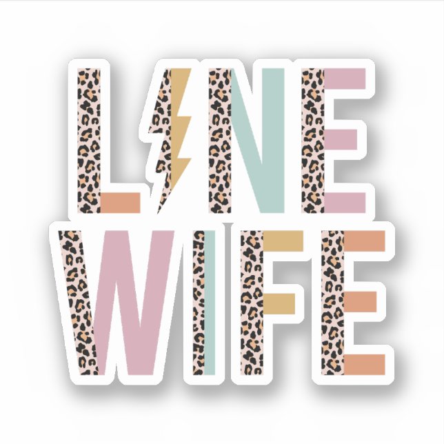 Sticker Ligne Cadeau Femme, Lineman Femme Leopard (Devant)