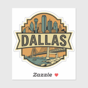 Sticker Ligne d'horizon de Dallas Badge de voyage rétro Te