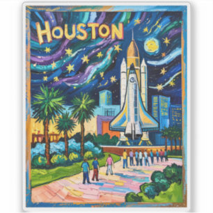Sticker Ligne d'horizon de Houston Space Center Rocket Van
