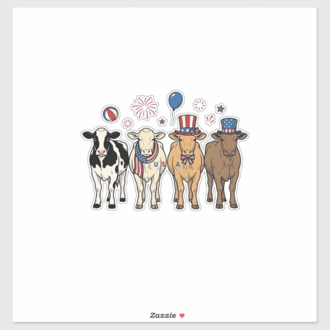 Sticker Lignée de vaches patriotiques Conception de chemis (Feuille)