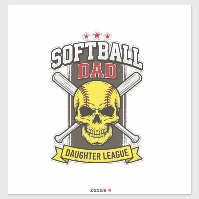 Sticker Ligue de softball père fille design vectoriel vint (Feuille)
