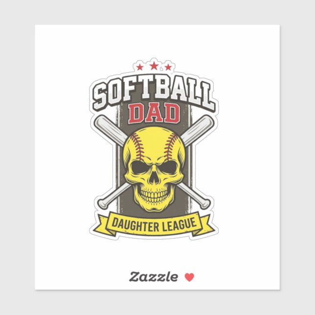 Sticker Ligue de softball père fille design vectoriel vint (Feuille)