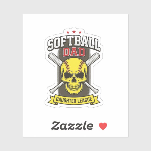 Sticker Ligue de softball père fille design vectoriel vint (Feuille)