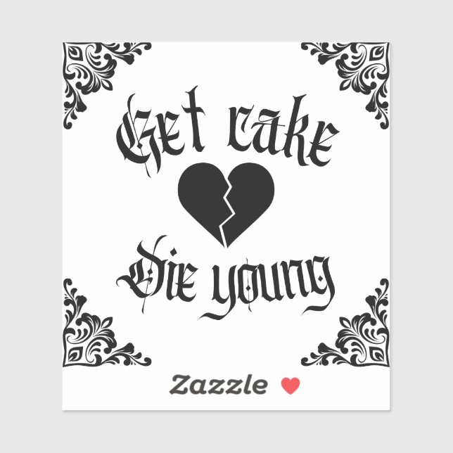 Sticker Lil peep design obtenir gâteau die jeune coeur bri (Feuille)