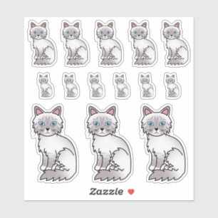 Sticker Lilac Point Tabby Birman/Ragdoll Cute Cartographie