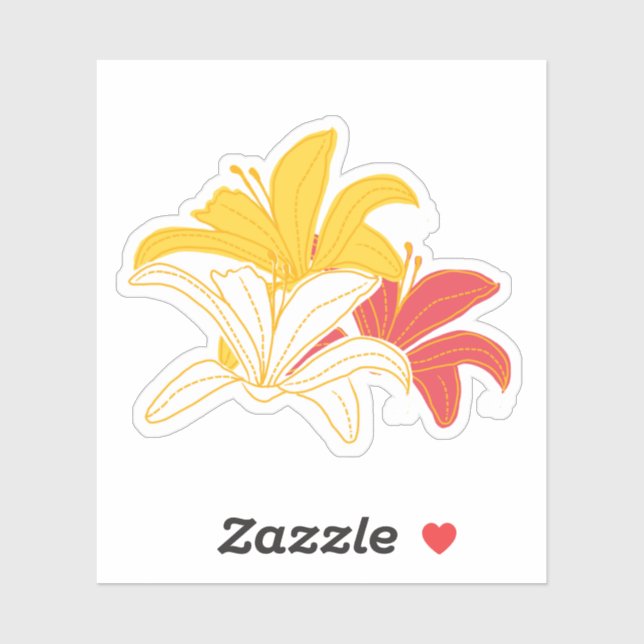Sticker Lily blanche jaune clair (Feuille)