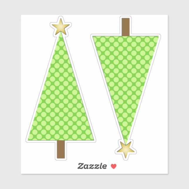Sticker Lime Green Polka Point Arbre de Noël moderne (Feuille)