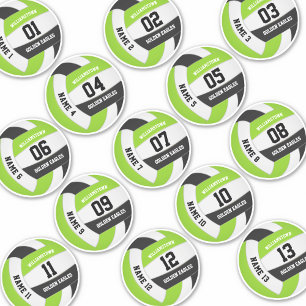 Sticker lime noir 13 joueurs personnalisés noms volleybal