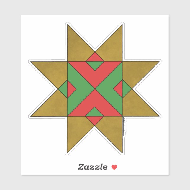 Sticker Lincolnshire Auseklis Witch Mark rouge et vert (Feuille)