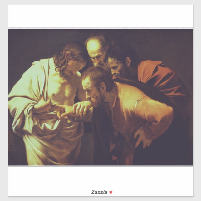 Sticker L'Incrédulité de saint Thomas par Le Caravage (Feuille)
