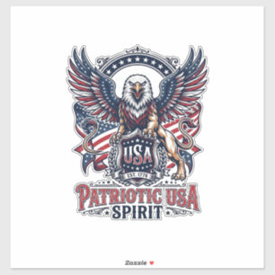 Sticker Lion Aigle Hybride Animal Gardien Patriotique Patr