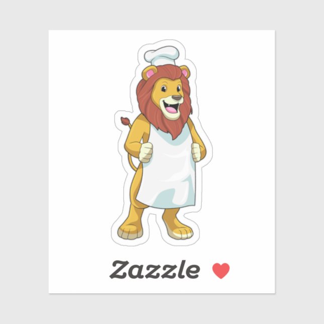 Sticker Lion as Cook with Chef Cooking apron (Feuille)