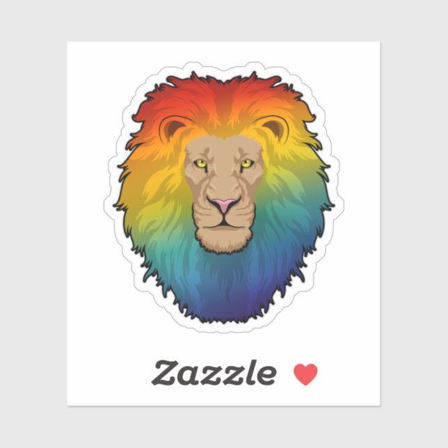Sticker Lion aux couleurs arc-en-ciel (Feuille)