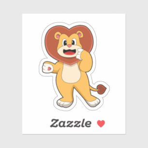 Sticker Lion avec coeur