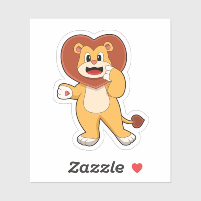 Sticker Lion avec coeur (Feuille)