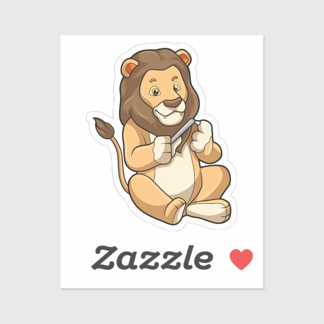 Sticker Lion avec flèches à ongles (Feuille)