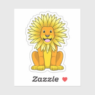 Sticker Lion avec Fleur de tournesol
