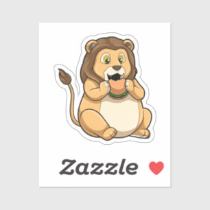 Sticker Lion avec hamburger