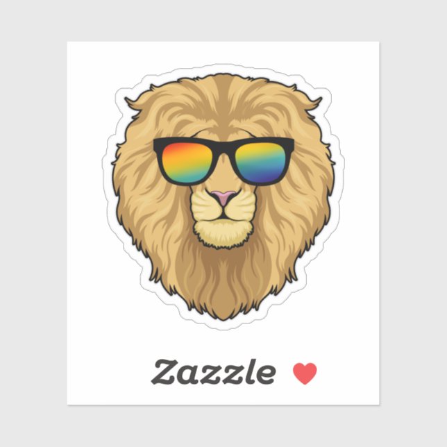 Sticker Lion avec lunettes de soleil (Feuille)