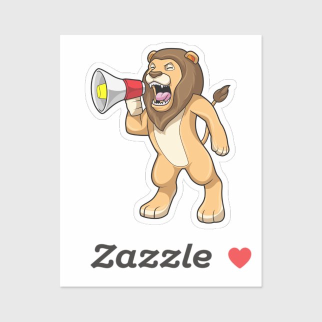 Sticker Lion avec microphone (Feuille)