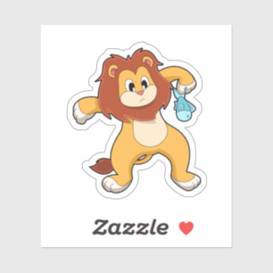 Sticker Lion avec poisson