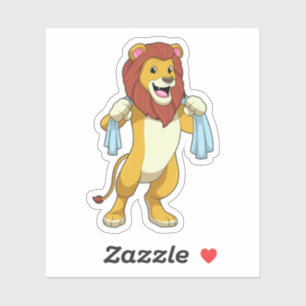 Sticker Lion avec serviette pour douche