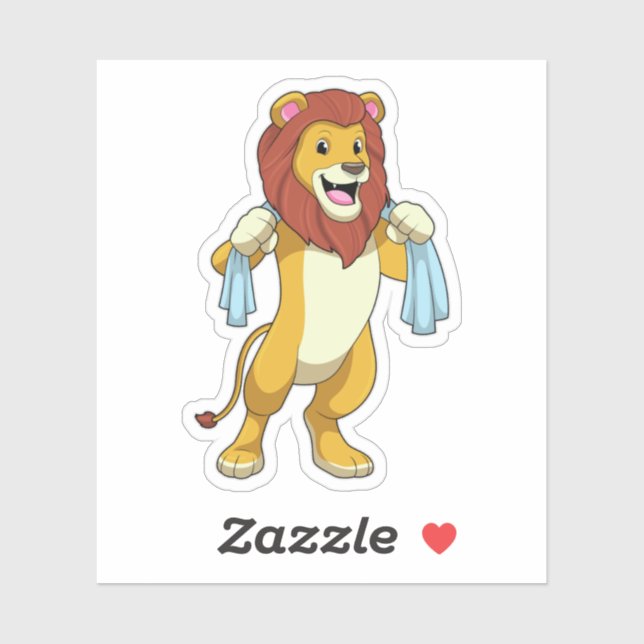 Sticker Lion avec serviette pour douche (Feuille)