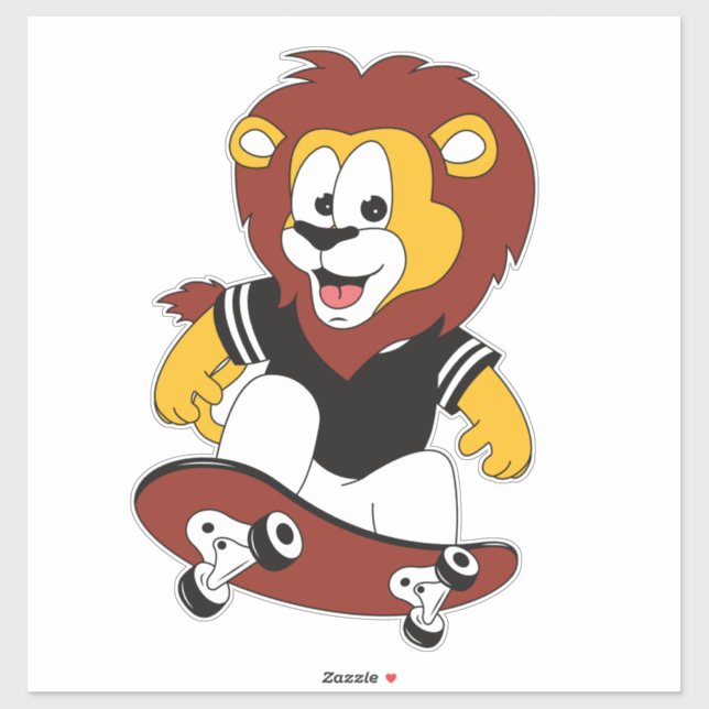 Sticker lion avec skateboard (Feuille)