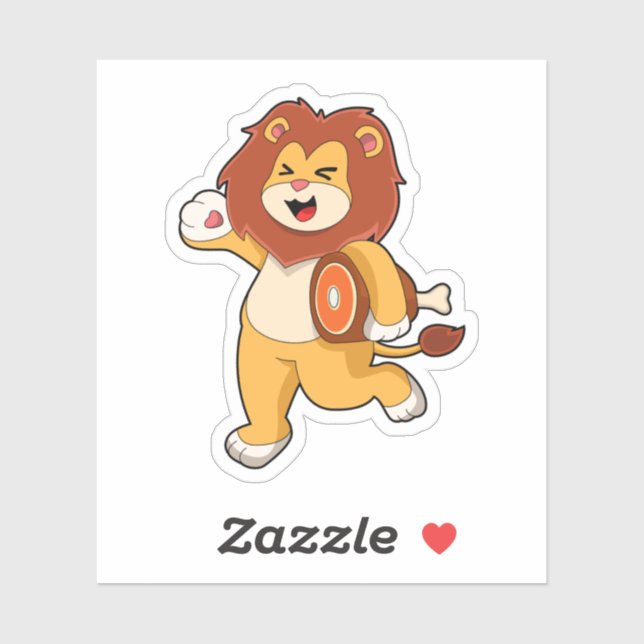 Sticker Lion avec viande (Feuille)