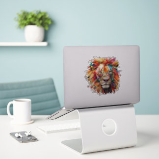 Sticker Lion coloré vibrant en formes géométriques Mode